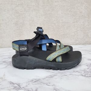 Chaco USA Z1  Women's Size 5 Black with Blue and Green Straps Hiking Sandals